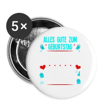 Papa Geburtstag Geschenk Geburtstagsgeschenk Kind - Buttons groß 56 mm (5er Pack) - Weiß - Vorne