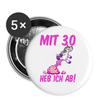 30. Geburtstag Einhorn 30 Jahre 30. Jubiläum Damen - Buttons groß 56 mm (5er Pack) - Weiß - Vorne