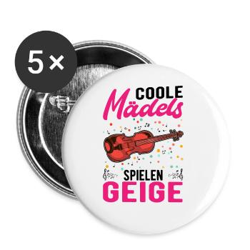 Coole Mädels spielen Geige Violine Geige - Buttons groß 56 mm (5er Pack) - Weiß - Vorne