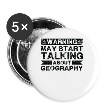 Warning may begin to speak geography - Buttons large 2.2''/56 mm (5-pack) - white - Front