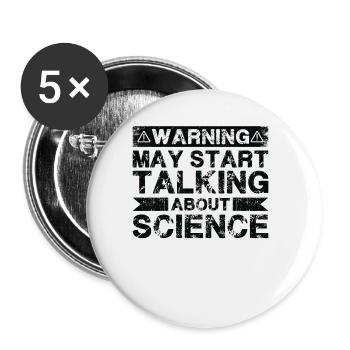 Warning can start talking about science - Buttons large 2.2''/56 mm (5-pack) - white - Front