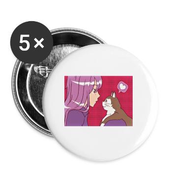 Juste une fille qui aime Anime et Cats Anime Merch - Lot de 5 grands badges (56 mm) - blanc - Devant