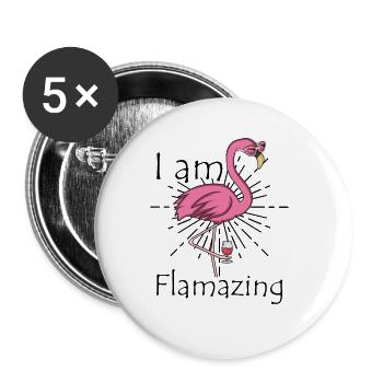 Flamant - Lot de 5 grands badges (56 mm) - blanc - Devant