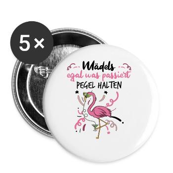 Flamingo - Buttons groß 56 mm (5er Pack) - Weiß - Vorne