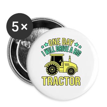 Traktor - Buttons groß 56 mm (5er Pack) - Weiß - Vorne