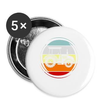 Traktor - Buttons groß 56 mm (5er Pack) - Weiß - Vorne