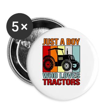 Traktor - Buttons groß 56 mm (5er Pack) - Weiß - Vorne
