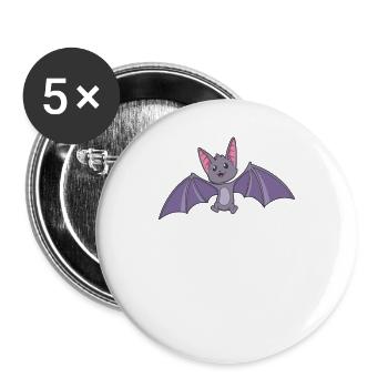 Kawaii Fledermaus - Buttons groß 56 mm (5er Pack) - Weiß - Vorne