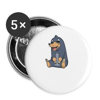 Kawaii Maulwurf - Buttons groß 56 mm (5er Pack) - Weiß - Vorne