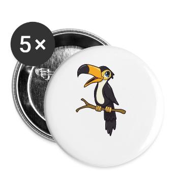 Kawaii Toucan - Buttons large 2.2''/56 mm (5-pack) - white - Front