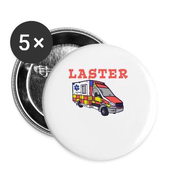 Pflaster Laster Belademeister Rettungsdienst - Buttons groß 56 mm (5er Pack) - Weiß - Vorne