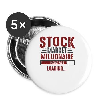 Stock Market Millionaire Lading Stock Trader - Buttons large 2.2''/56 mm (5-pack) - white - Front
