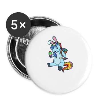 Unicorn paints Easter eggs at Easter - Easter unicorn - Buttons large 2.2''/56 mm (5-pack) - white - Front