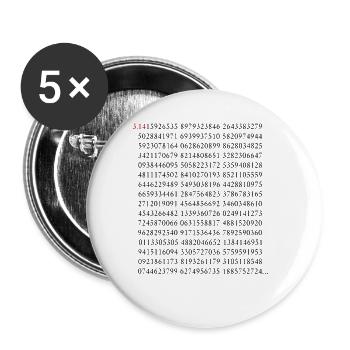Die Ersten 500 Ziffern Der Kreiszahl Pi 3.14 Mathe - Buttons groß 56 mm (5er Pack) - Weiß - Vorne