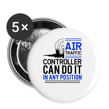 Service de vol du contrôleur de la circulation aérienne - Lot de 5 grands badges (56 mm) - blanc - Devant