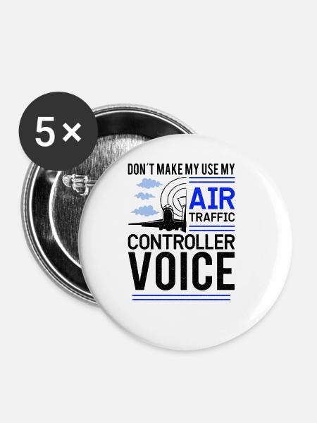 Fluglotse Flugdienst - Buttons groß 56 mm (5er Pack) - Weiß