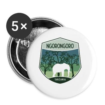 Ngorongoro - Tansania - Buttons groß 56 mm (5er Pack) - Weiß - Vorne