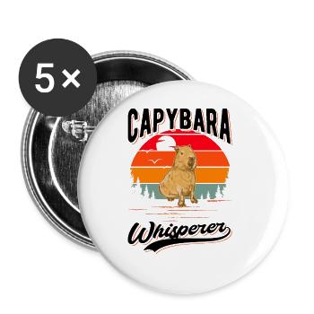 Capybara Whisperer Wasserschwein Capibara - Buttons groß 56 mm (5er Pack) - Weiß - Vorne
