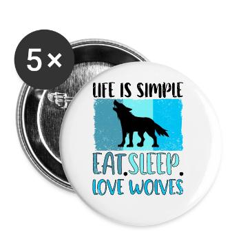 Wolf Wolves Wolf Pack - Buttons large 2.2''/56 mm (5-pack) - white - Front