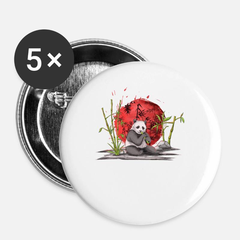 Panda - Buttons groß 56 mm (5er Pack) - Weiß