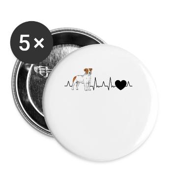 Jack Russell Terrier Heartbeat Parson Russell - Buttons large 2.2''/56 mm (5-pack) - white - Front