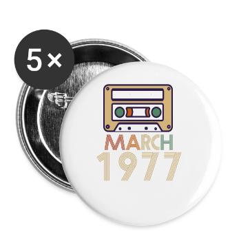 Cadeau de 45e anniversaire mars 1977 - Lot de 5 grands badges (56 mm) - blanc - Devant