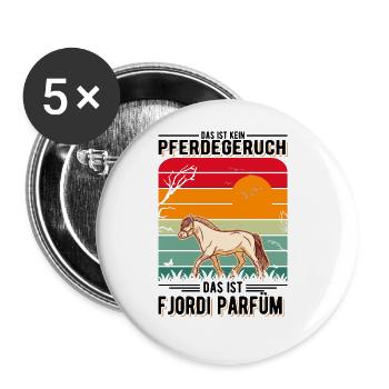 Fjordi Parfüm Fjordpferd Fjord Horse - Buttons groß 56 mm (5er Pack) - Weiß - Vorne