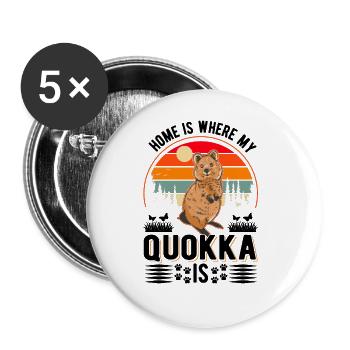 Home is where my Quokka is Kurzschwanzkänguru - Buttons groß 56 mm (5er Pack) - Weiß - Vorne