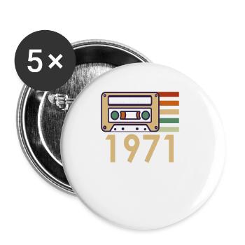 Cadeau de 51e anniversaire mars 1971 - Lot de 5 grands badges (56 mm) - blanc - Devant