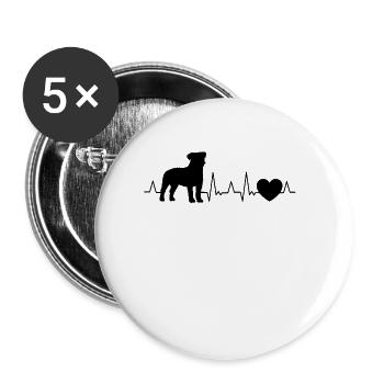 Jack Russell Terrier Heartbeat Parson Russell - Buttons large 2.2''/56 mm (5-pack) - white - Front