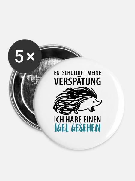 Igel - Buttons groß 56 mm (5er Pack) - Weiß