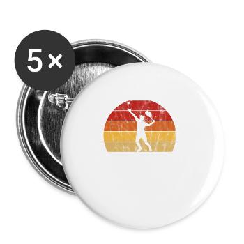 Old Schmetterhand Tennis Lustiger Spruch Sport - Buttons groß 56 mm (5er Pack) - Weiß - Vorne