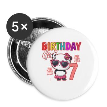Geburtstag 7 - Buttons groß 56 mm (5er Pack) - Weiß - Vorne