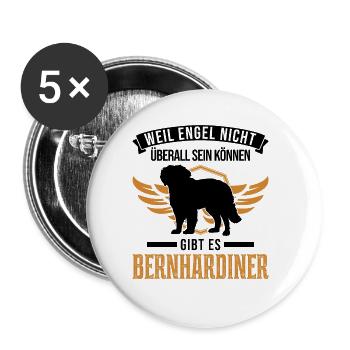 Bernhardiner Engel - Buttons groß 56 mm (5er Pack) - Weiß - Vorne