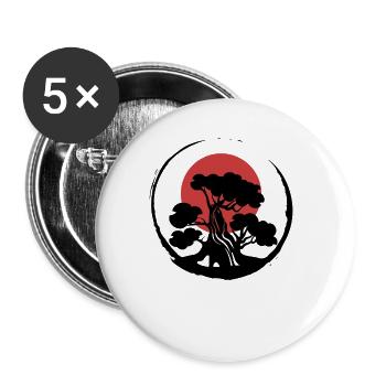Bonsai tree retro plant Ying Yang Garden - Buttons large 2.2''/56 mm (5-pack) - white - Front