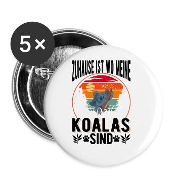 Zuhause ist wo meine Koalas sind - Buttons groß 56 mm (5er Pack) - Weiß - Vorne
