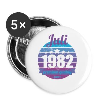 Geboren Juli 1982 40 Jahre 40er 40.Geburtstag - Buttons groß 56 mm (5er Pack) - Weiß - Vorne