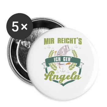 Mir Reichts Ich Geh Angeln - Buttons groß 56 mm (5er Pack) - Weiß - Vorne