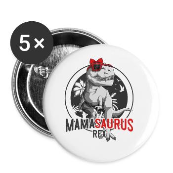 Mamasaurus Mama Dinosaurier Muttertag Geschenk - Buttons groß 56 mm (5er Pack) - Weiß - Vorne
