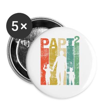 Daddy Twin Father of Twins Papa Father's Day - Buttons large 2.2''/56 mm (5-pack) - white - Front