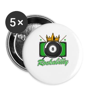 Rockabilly 50er Jahre Billard Spieler - Buttons groß 56 mm (5er Pack) - Weiß - Vorne