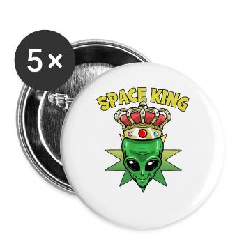 Weltraum König Alien - Buttons groß 56 mm (5er Pack) - Weiß - Vorne