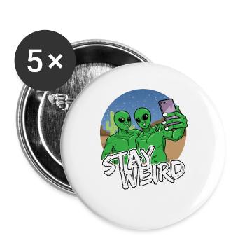 Selfie de téléphone extraterrestre - Lot de 5 grands badges (56 mm) - blanc - Devant