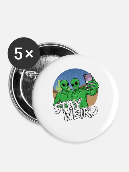Alien Handy Selfie - Buttons groß 56 mm (5er Pack) - Weiß