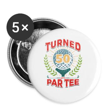 50. Geburtstag Golf - Buttons groß 56 mm (5er Pack) - Weiß - Vorne