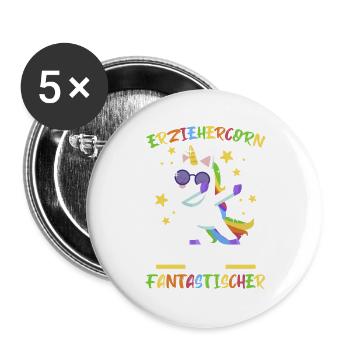 Erziehercorn Wie Eine Erzieherin Nur Besser - Buttons groß 56 mm (5er Pack) - Weiß - Vorne