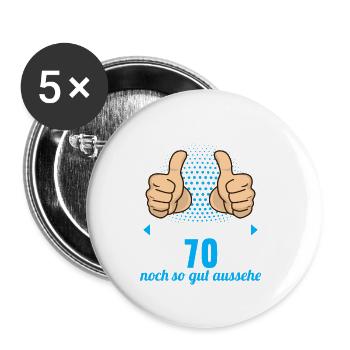 Bitte Kein Neid 70 Jahre alt 70.Geburtstag - Buttons groß 56 mm (5er Pack) - Weiß - Vorne