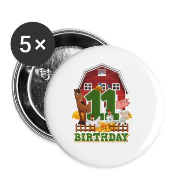 11. Geburtstag - Buttons groß 56 mm (5er Pack) - Weiß - Vorne