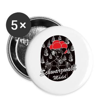 Schwarzwald Mädel mit Bollenhut - Deutschland - Buttons groß 56 mm (5er Pack) - Weiß - Vorne
