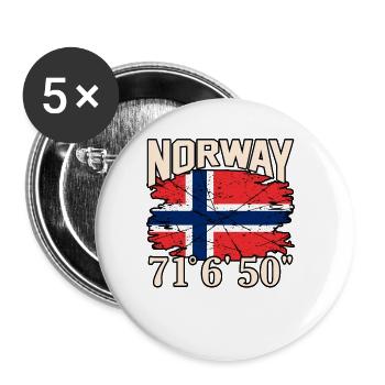 Norwegen - Buttons groß 56 mm (5er Pack) - Weiß - Vorne